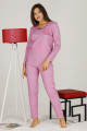 kadın pembe renkli uzun kol modal kumaş pijama takımı - teknur 70312 uzun kollu modal pijama takımı, teknur-70312, bayan pijama takımı