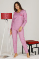 kadın pembe renkli uzun kol modal kumaş pijama takımı - teknur 70312 uzun kollu modal pijama takımı, teknur-70312, bayan pijama takımı, Teknur