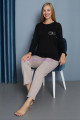 siyah renk teknur 16955 uzun kol modal kumaş kadın pijama takımı, teknur-16955, teknur pijama takımı, Teknur