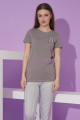 gri renk ve çizgili desen teknur 76101 kısa kol modal kumaş kadın pijama takımı, tknr-76101, bayan pijama takımı, Teknur