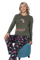 haki yeşili renkli bisiklet yaka teknur 2203 uzun kol pamuklu kumaş kadın pijama takımı, qs-teknur-p2203-m, teknur pijama takımı, Teknur