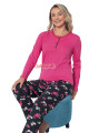 pembe renk, düğmeli yuvarlak yaka, uzun kollu ve pamuklu kumaş teknur 2284  kadın pijama takımı, qs-teknur-p2284-m, teknur pijama takımı, Teknur