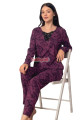 mürdüm renk, v yaka, uzun kollu ve pamuklu kumaş teknur 2292  kadın pijama takımı, qs-teknur-p2292-m, teknur pijama takımı, Teknur
