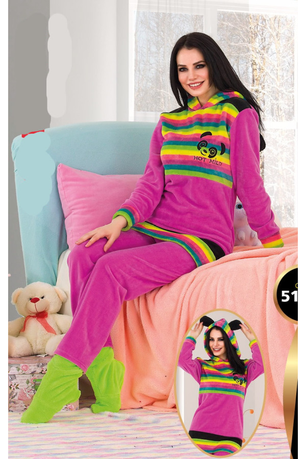 teknur 51010 kapüşonlu welsoft bayan pijama takımı, teknur 51010, bayan pijama takımı, Mdl