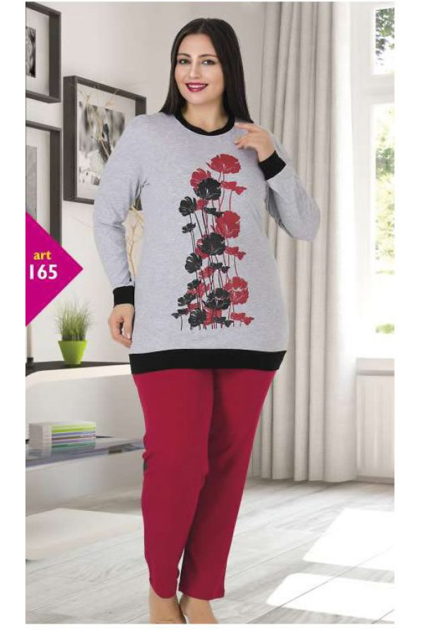 lady 164 battal (büyük) beden uzun kol pijama takımı, ladybttlpjm165, büyük beden (battal boy) pijama takımları, Lady