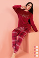 kadife kumaş jenika 57031 kırmızı ekose desenli kadın pijama takımı,  jenika-57031, kısa kollu pijama takımları, Jenika