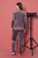 kadife kumaş teknur 52205 lila sade düz renkli bayan kadife pijama takımı, 8509990003623, teknur pijama takımı, Teknur
