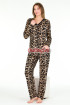 Leopar Desenli Lady 11650 Kadın Uzun Kol ve Düğmeli Pijama Takımı