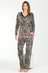 Zebra Desenli Lady 11652 Kadın Uzun Kol ve Düğmeli Pijama Takımı