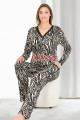 zebra desenli lady 11652 kadın uzun kol ve düğmeli pijama takımı, qs-lady-11652-m, lady pijama takımı, Lady