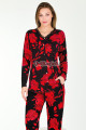 kırmızı - siyah renk, çiçek desenli lady 11654 kadın uzun kol ve düğmeli pijama takımı, qs-lady-11654-m, lady pijama takımı, Lady