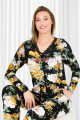 çiçek desenli ve çok renkli lady 11655 kadın uzun kol ve düğmeli pijama takımı, 8509990005290, lady pijama takımı, Lady