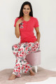 fuşya renk ve çiçek desenli 12531 kısa kol kadın lady pijama takımı, eli̇t0012531-m, bayan pijama takımı, Lady