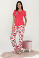 fuşya renk ve çiçek desenli 12531 kısa kol kadın lady pijama takımı, eli̇t0012531-m, bayan pijama takımı, ELİT0012531-M