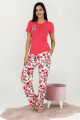fuşya renk ve çiçek desenli 12531 kısa kol kadın lady pijama takımı, eli̇t0012531-m, bayan pijama takımı, Lady