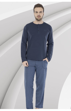 Uzun Kollu Erkek Pijama Takımı Aydoğan 3892 Lacivert Renk Pijama Takımı