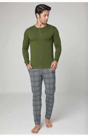 Uzun Kollu Erkek Pijama Takımı Aydoğan 3965 Yeşil Renk Pijama Takımı