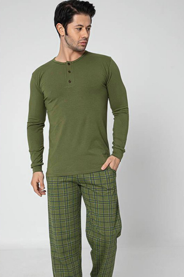 uzun kollu aydoğan 3830 erkek pijama takımı - modal kumaş aydoğan 3830 yeşil renk pijama takımı, aydoğan3830, erkek pijama takımı