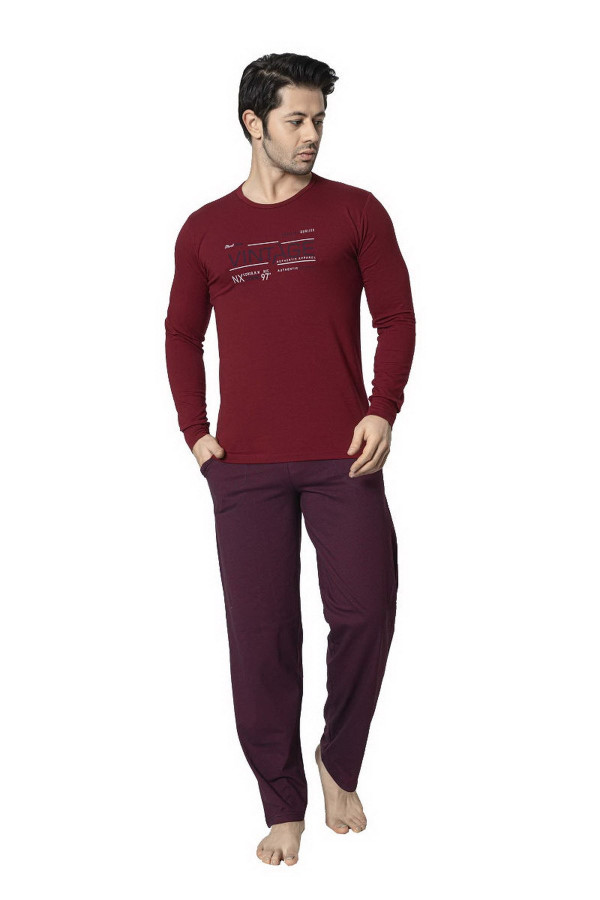 uzun kollu aydoğan 3833 erkek pijama takımı - modal kumaş aydoğan 3833 bordo renk pijama takımı, aydoğan3833, erkek pijama takımı, Aydoğan