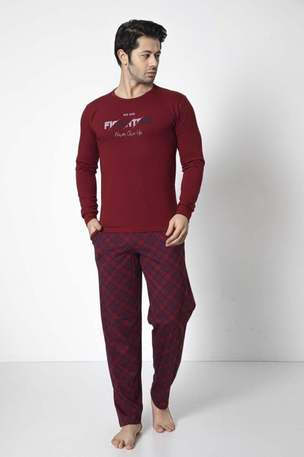 uzun kollu aydoğan 3834 erkek pijama takımı - modal kumaş aydoğan 3834 bordo renk pijama takımı, aydoğan3834, erkek pijama takımı, Aydoğan