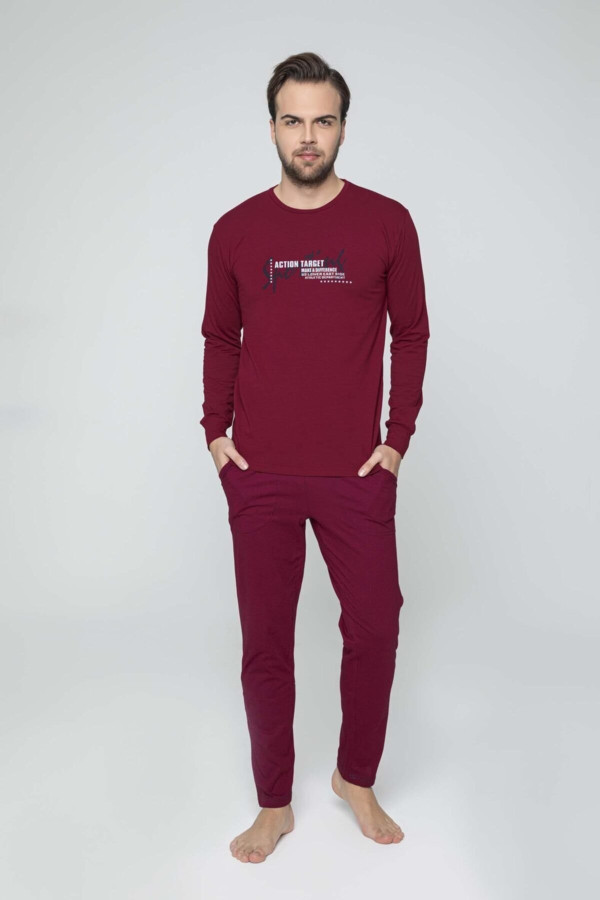 uzun kollu aydoğan 3844 erkek pijama takımı - modal kumaş aydoğan 3844 bordo renk pijama takımı, aydoğan3844, erkek pijama takımı, Aydoğan