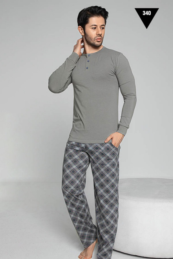 uzun kollu aydoğan akare 340 erkek pijama takımı - pamuklu kumaş aydoğan akare 340 gri renk pijama takımı, aydoğan akare340, erkek pijama takımı, Aydoğan