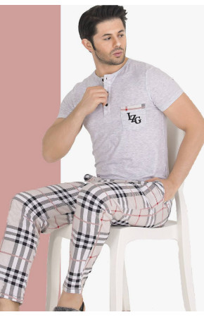 Modal Kumaş Teknur 30506 Gri Renk Pijama Takımı