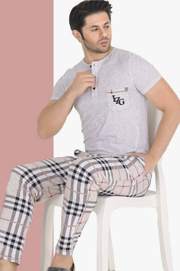 modal kumaş teknur 30506 gri renk pijama takımı, teknur30506, erkek pijama takımı