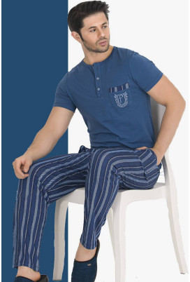 Modal Kumaş Teknur 30520 Koyu Mavi Renk Pijama Takımı