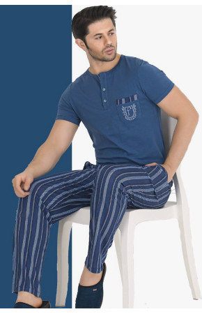 Modal Kumaş Teknur 30520 Koyu Mavi Renk Pijama Takımı
