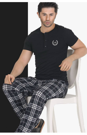 Modal Kumaş Teknur 30603 Siyah Renk Pijama Takımı