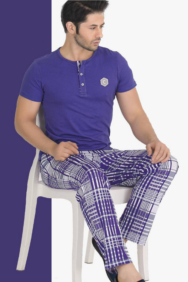 modal kumaş teknur 30610 mor renk pijama takımı, teknur30610, erkek pijama takımı, Teknur