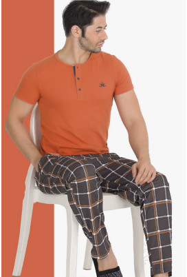 Modal Kumaş Teknur 30618 Turuncu Renk Pijama Takımı
