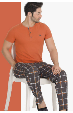 Modal Kumaş Teknur 30618 Turuncu Renk Pijama Takımı