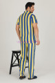 sarı - lacivert renkli çizgili teknur 31501 modal kumaş erkek kısa kol pijama takımı, tkrn-31501, erkek pijama takımı, Teknur