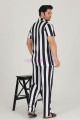 siyah - beyaz renkli çizgili teknur 31502 modal kumaş erkek kısa kol pijama takımı, tkrn-31502, erkek pijama takımı, Teknur