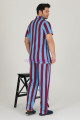 bordo - mavi renkli çizgili teknur 31503 modal kumaş erkek kısa kol pijama takımı, tkrn-31503, erkek pijama takımı, Teknur