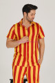 sarı - kırmızı renkli çizgili teknur 31504 modal kumaş erkek kısa kol pijama takımı, tkrn-31504, erkek pijama takımı, Teknur