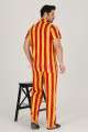 sarı - kırmızı renkli çizgili teknur 31504 modal kumaş erkek kısa kol pijama takımı, tkrn-31504, erkek pijama takımı, Teknur