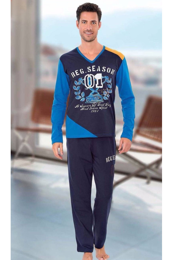 teknur baskılı ve renkli erkek pijama takımı %100 pamuklu 36005, teknur 36005, erkek pijama takımı, Mdl