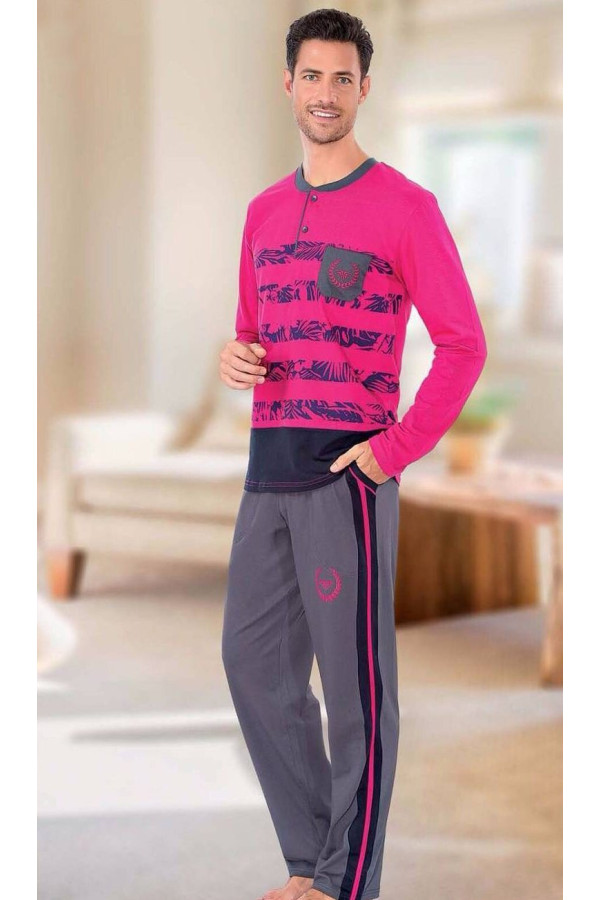teknur baskılı ve renkli erkek pijama takımı %100 pamuklu 36030, teknur 36030, erkek pijama takımı, Mdl