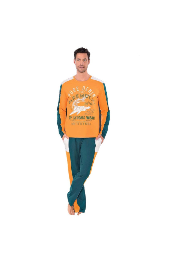 teknur baskılı ve renkli erkek pijama takımı %100 pamuklu 36011, teknur 36011, erkek pijama takımı, Mdl