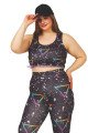 siyah renkli ve desenli lady 1507 kadın yüksek bel büyük beden büstiyerli taytlı spor takım, lady-1507, lady pijama takımı, Lady