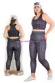 siyah renkli ve desenli lady 1509 kadın yüksek bel büyük beden büstiyerli taytlı spor takım, lady-1509, lady pijama takımı, Lady