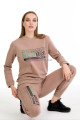 kahverengi uzun kollu lady 22024 cepli ve bisiklet yakalı kadın spor eşofman takımı, lady-pijama-22024, lady pijama takımı, Lady