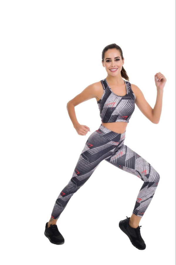 siyah beyaz renk ve desenli lady 3020 kadın büstiyerli taytlı spor takım, lady-3020, lady pijama takımı