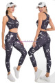 siyah renk ve beyaz desenli lady 3025 kadın büstiyerli taytlı spor takım, 8509990009199, lady pijama takımı, Lady