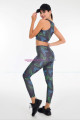 siyah renkli ve mavi - yeşil desenli lady 3032 kadın büstiyerli taytlı spor takım, lady-3032, lady pijama takımı, Lady