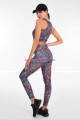 gri renkli ve kırmızı desenli lady 3033 kadın büstiyerli taytlı spor takım, lady-3033, lady pijama takımı, Lady