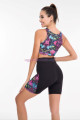 siyah renk  karışık desenli lady 4002 kadın kısa taytlı büstiyerli spor takım, lady-4002, lady pijama takımı, Lady